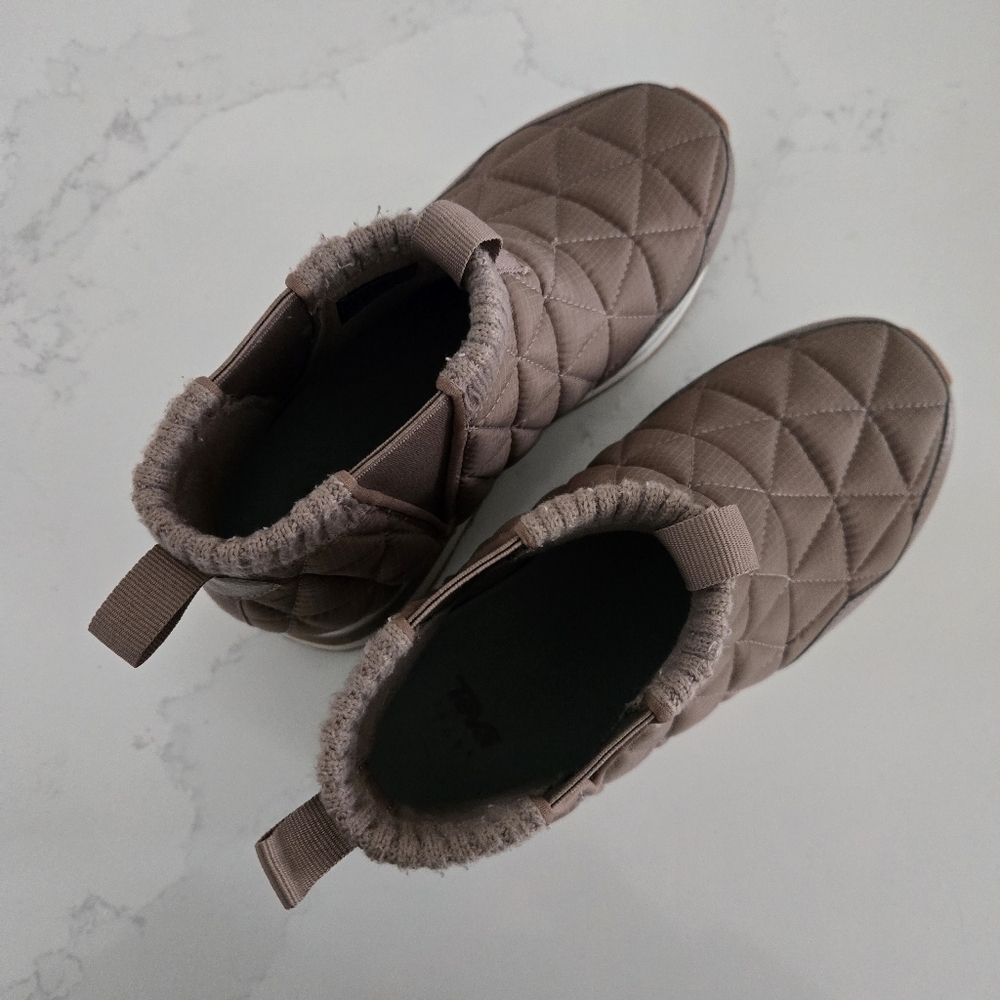 Teva ReEmber Mid Platform Boots Quilted Nylon Brown Beige Tan Size 6 - Picture 4 of 10